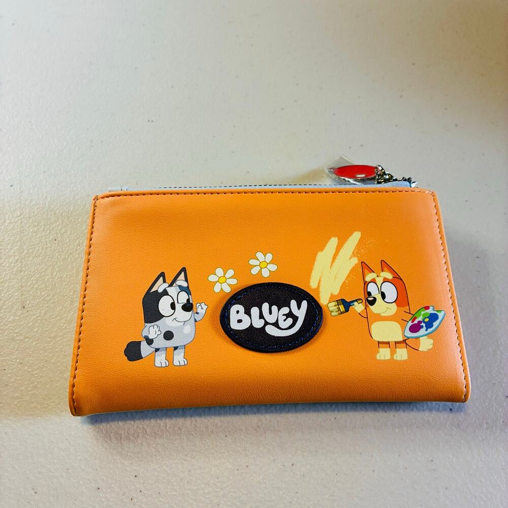 Bluey & Friends Wallet Bingo Muffin Characters Orange Zip Coin Pocket Charm